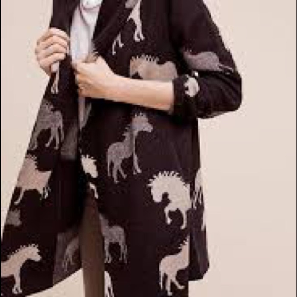 Anthropologie Dressage Horses Sweater Coat